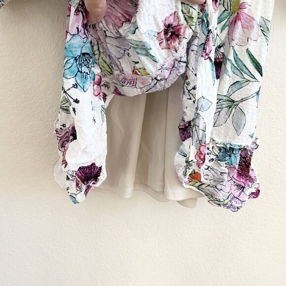 Lovestitch Women's Floral Smocked Baby Doll  Small‎ V neck Dress - Picture 9 of 15